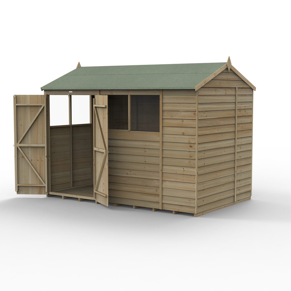 5013053200933 1 4LIFE Reverse Apex Shed 10x6 Double Door 4 Windows .jpg